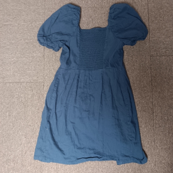 Rachel Parcell Square Neck Navy Linen Blend Mini Dress Medium - Picture 3 of 6